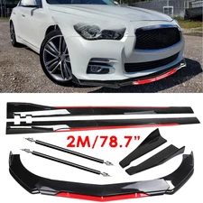 Front Bumper Lip Splitter Spoiler Glossy Black Red Body Kits For INFINITI Q50 6O