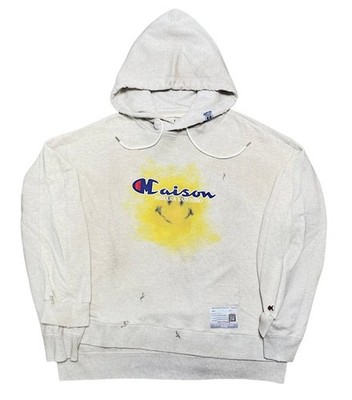 Size L Maison Mihara Yasuhiro Smiley Face Hoodie ''Grey''