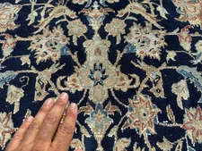 4x6 BLUE ANTIQUE ORIENTAL RUG fine wool silk HAND-KNOTTED vintage handmade navy