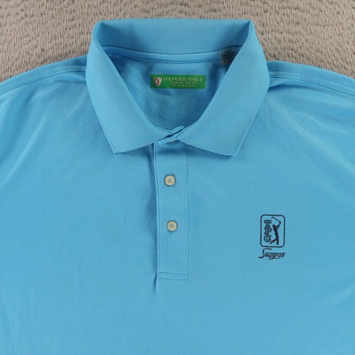 Oxford Shirt Mens L Blue Golf Polo TPC Sawgrass Earth Tech Performance Polyester - Picture 2 of 9