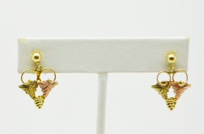 10K Yellow Gold Leaf Designs Dangle Earrings #GOLD-4113