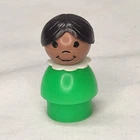 Vintage Fisher Price Little People African American Girl Green Body Black Hair