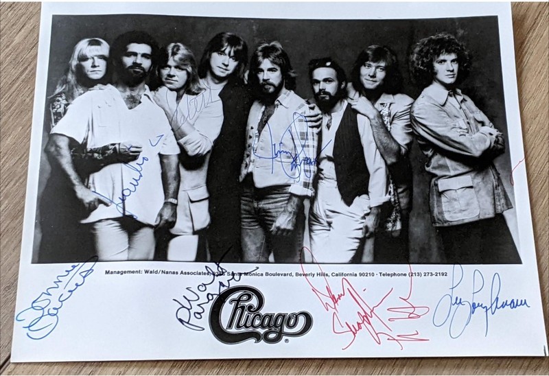 Chicago Band Original Autographed Photo Cetera Lamm Walter Picture Signed B&W