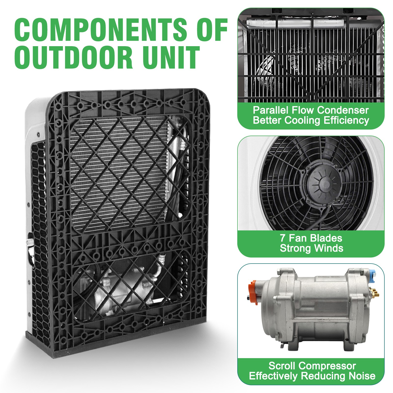 12V Split Air Conditioner AC Kit For Cooling RV Truck Tractor Trailer Campers