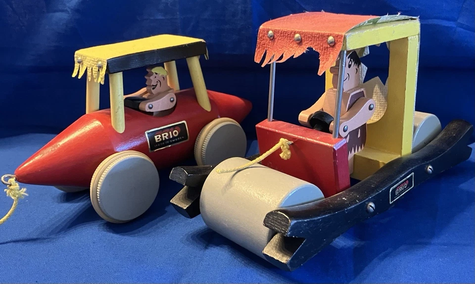 @ FRED FLINTSTONES BARNEY RUBBLE BRIO 汽车 1962 年和标签罕见组合精细 KS — 第 3/4 张图片