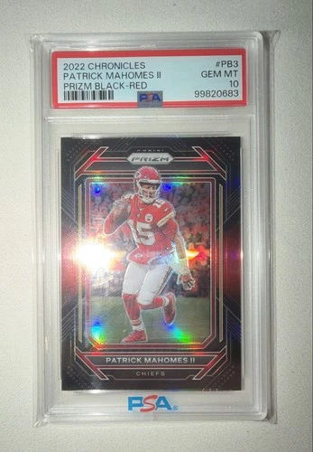 2022 Panini Chronicles - Prizm Black Patrick Mahomes Red 74/99 Chiefs PSA 10