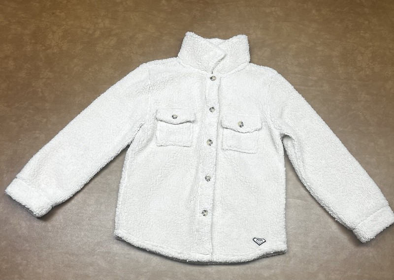 Roxy Girls Sherpa Fleece Shirt Jacket, Beige, L- 14/16 Preowned Worn Once