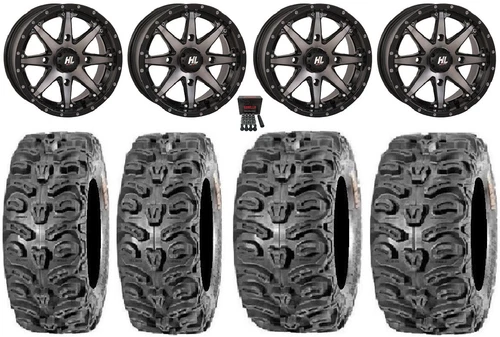 High Lifter HL10 14" Wheels Smoke 26" Bear Claw HTR Tires Suzuki KingQuad