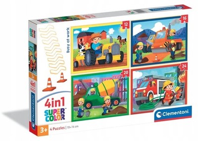Clementoni 4in1 Puzzle Busy at Work Fahrzeuge Kinder 72 Teile
