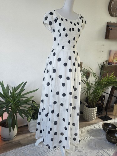 Free People Ultraviolet Dress White Black Dots Size M RRP £140 BNWT - Picture 2 of 9