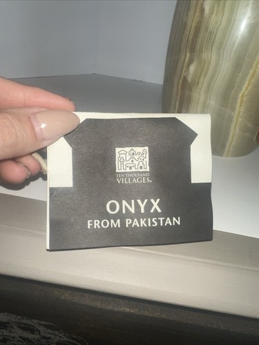 Hand Carved Onyx Vase Made in Pakistan 8” Unique Ten Thousand Villages - 第 3/14 張圖片