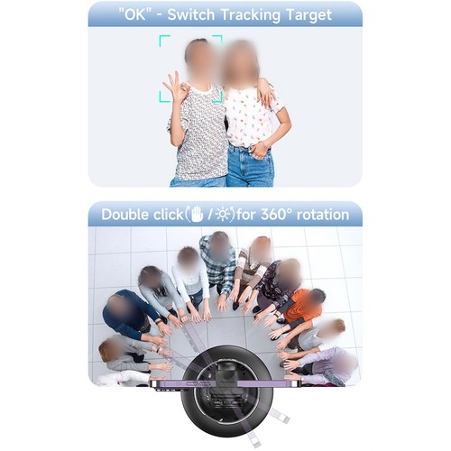Trépied Smartphone Suivi Visage avec Rotation 360 Degrés et Fonctionnement Ges - Photo 11 sur 13