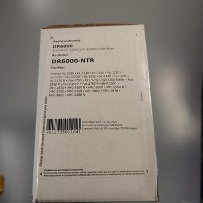 Trommeleinheit für Brother 20.000 Seiten ersetzt DR6000 Drum Unit NOS RB-3237