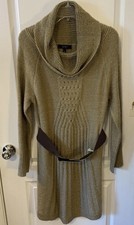 Jessica Simpson Women's Sweater Dress Junior Plus Large Beige Metallic Accents