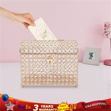 Golden Wedding Card Box For Gift Card Anniversary Money Card Box With Heart Lock