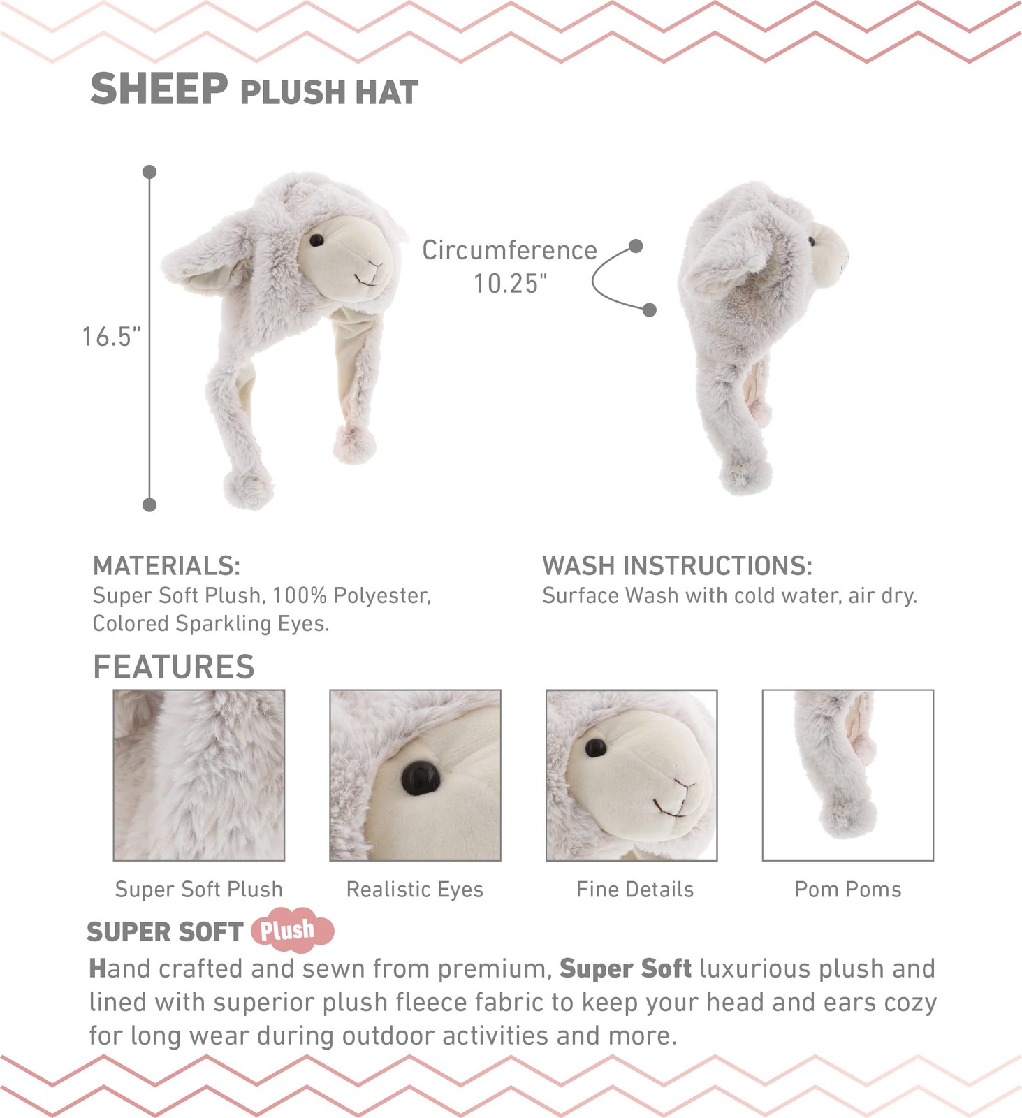 DolliBu Plush Animal Earflap Hat Beanie for Kids, Teens & Adults - One Size