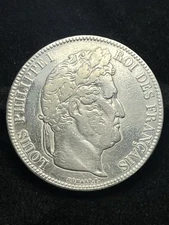 1834 K France Five 5 Francs - Louis-Philippe I removed from brooch mounting