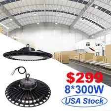 8 Pack 300W UFO LED High Bay Light Industrial Commercial Factory Warehouse Shop