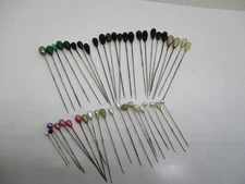 Vintage Lot of 45 Small Single Faux Pearl/Glass/Plastic Hat Stick Pins