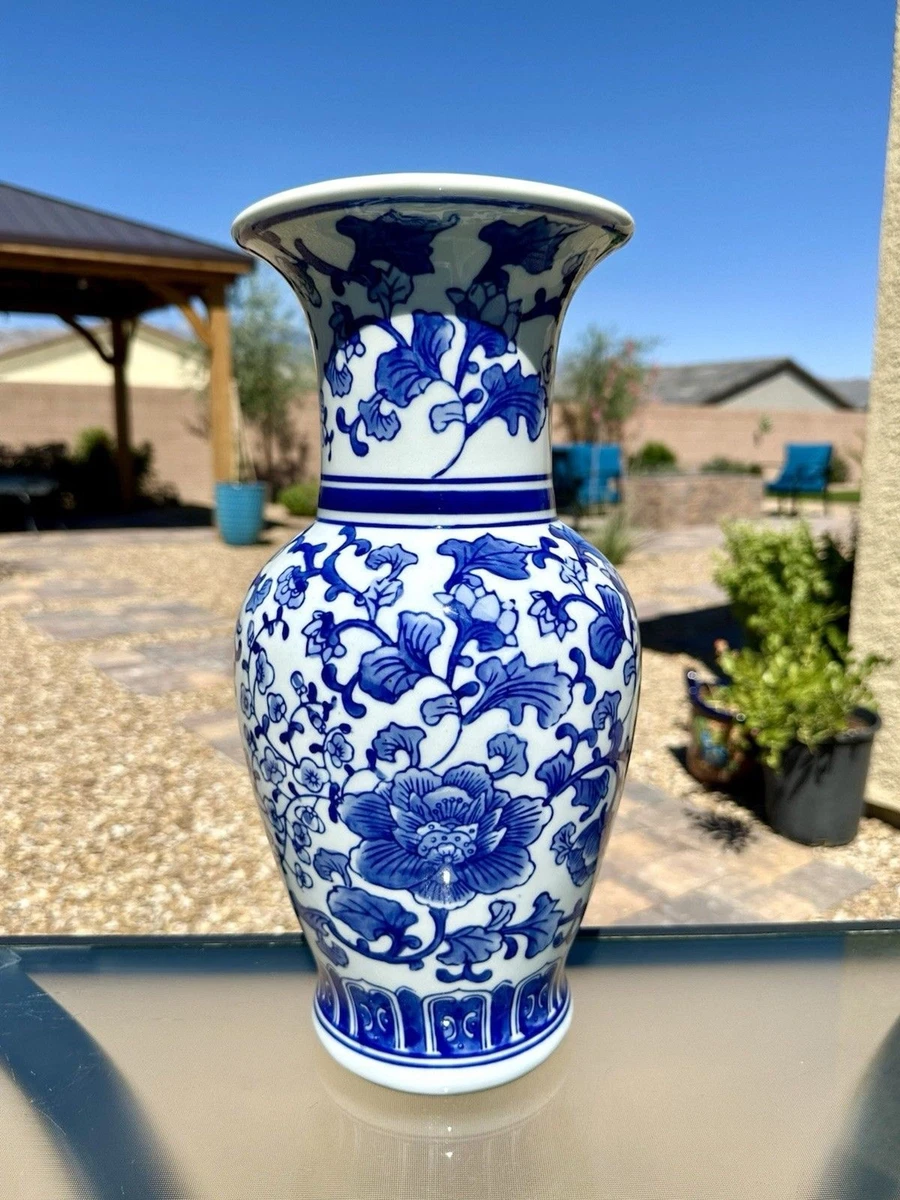 花卉与花园蓝色陶瓷花瓶| eBay