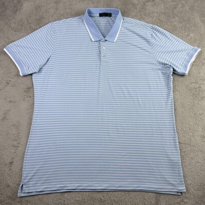 G/FORE Polo Mens XL Blue Perforated Stripe Golf Performance Jersey