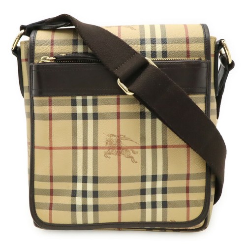 Burberry Nova Check Pvc Leather Messenger Bag Women Beige One Size