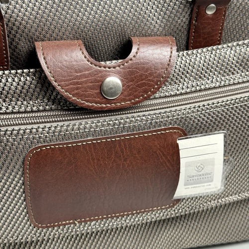 Vintage Samsonite Travel Bag Carry On Overnight Tote Brown Leather Trim Retro - Picture 13 of 24
