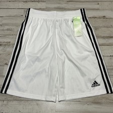 Adidas Youth Large L Shorts White Black Adidas Logo Athletic Active Gym Soccer