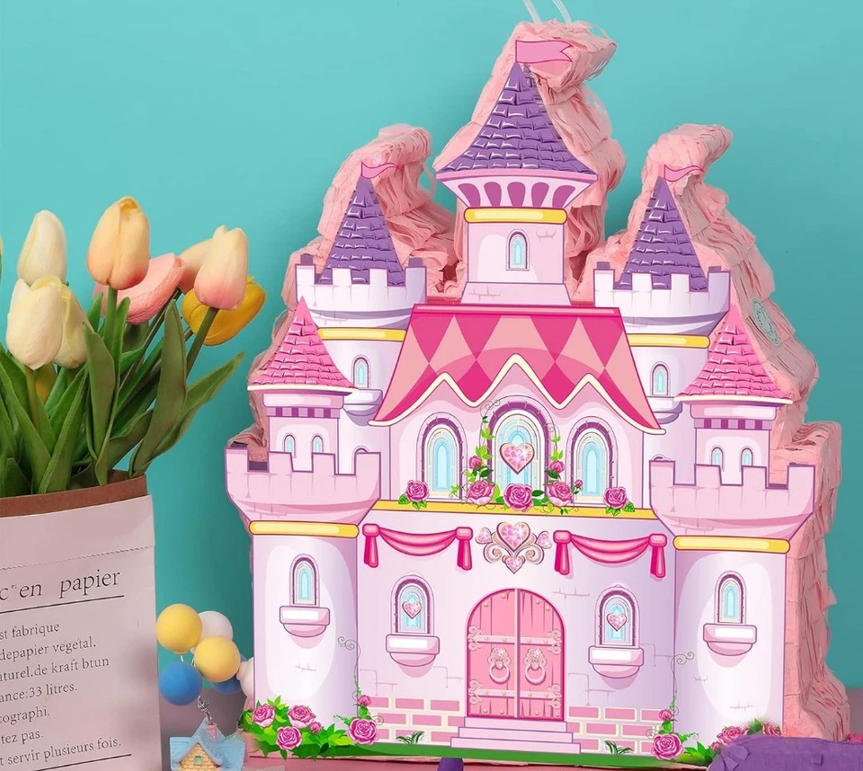 Princesa Castillo Piñata Paquete Niña Princesa Fiesta Piñata Rosa Castillo Niños Foto 2 de 4