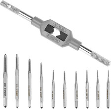 Micro Tap Bit Set 10PCS M1-M3.5 HSS Metric Screw Thread Taps with Wrench Set Kit