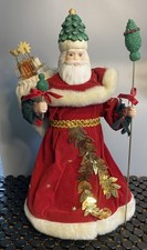 Christmas Santa Tree Topper 14.5" Velvet Robe Staph Filigree Bird Cage Midwest