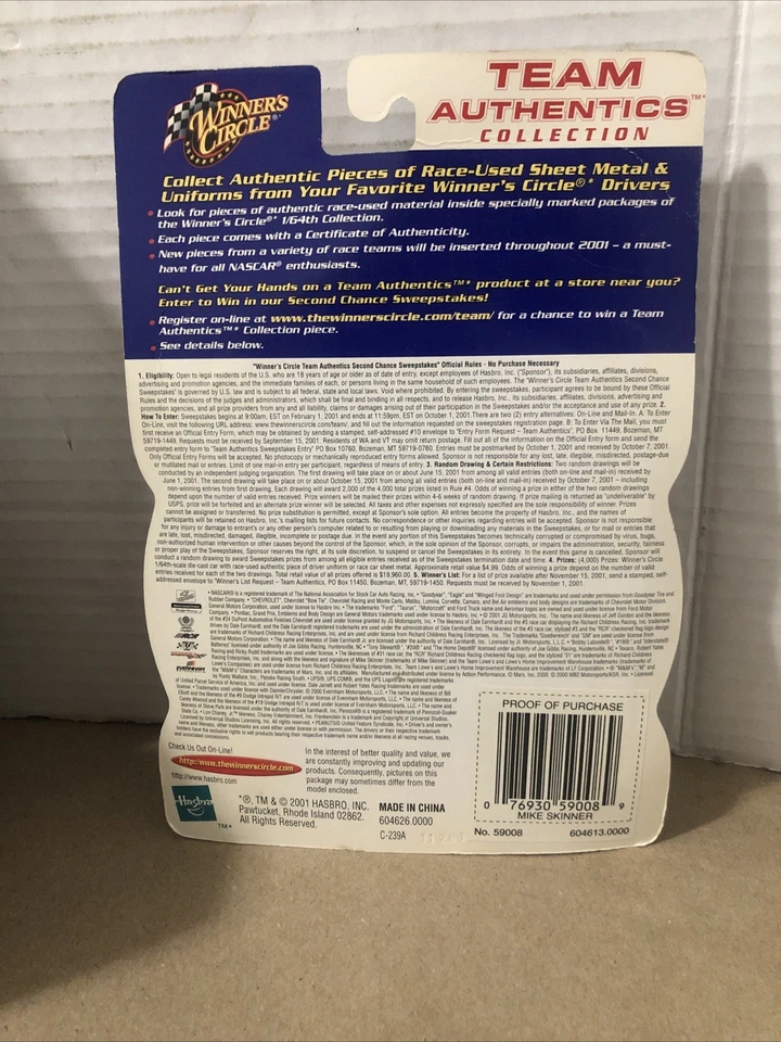 MIKE SKINNER Lowe’s 2001 Team Authentics pieza real #31 uniforme usado por el conductor Foto 4 de 4