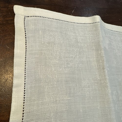 Off White Irish Linen Napkins w/ Hemstitching Floral Antique Lot 10 20" Square - Picture 8 of 8