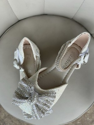 Girls Rhinestone Bow Shoes for Weddings & Special Occasions Size 28