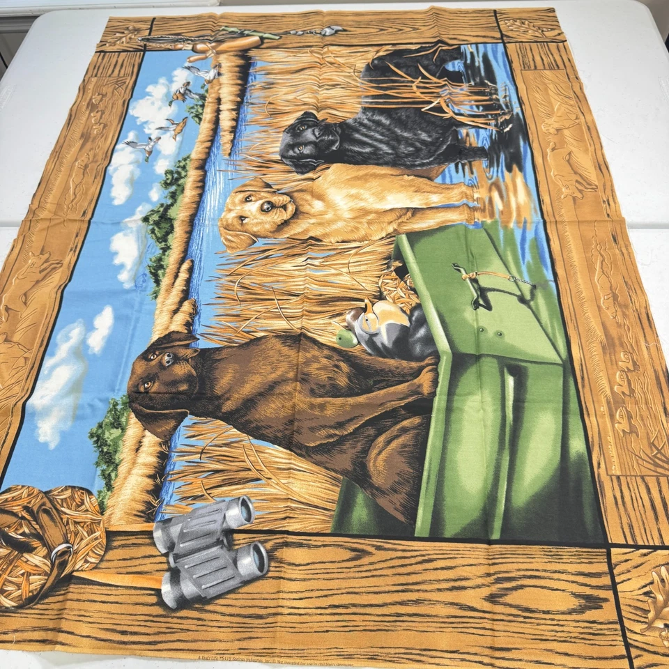 пружины ткани панели хлопок коричневый синий собаки щенок озеро на открытом воздухе птица - Изображение 2 из 4