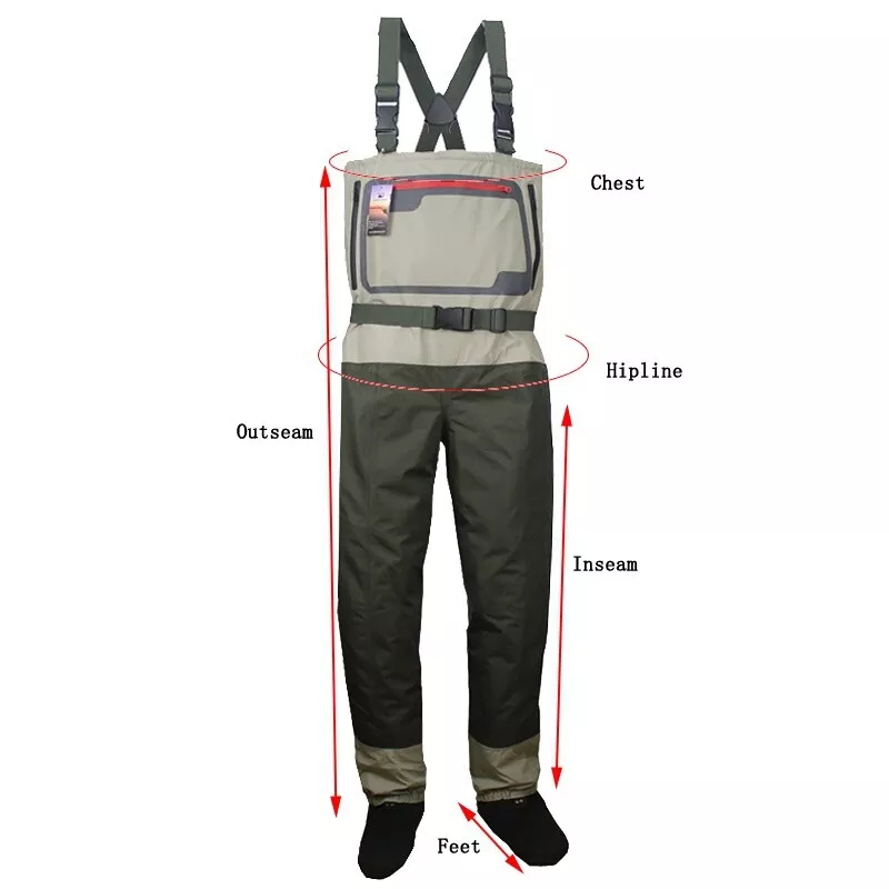 Fly Fishing Stocking Foot Chest Waders Affordable Breathable Waterproof Trousers - Image 3 of 4
