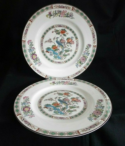 2 x WEDGWOOD KUTANI CRANE 10.3/4" DINNER PLATES BROWN RIMS (Lot 1) - Picture 3 of 3