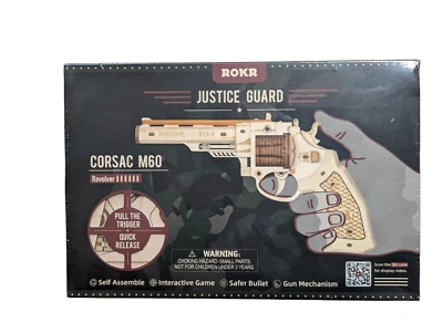 ROKR Justice Guard 3D Wooden Puzzle Corsac M60 Revolver Robotime NEW Sealed - Image 1 of 3