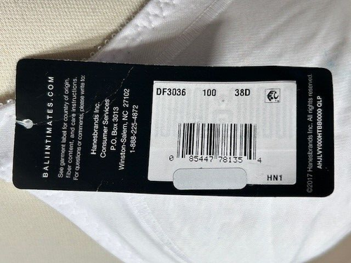 Bali T-Shirt BH 38D kabellos doppelter Halt volle Abdeckung weiß 3036 - Bild 12 von 14