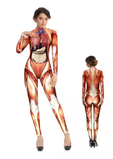 2ND Skin Suit Bodysuit Fancy Dress Costume Anatomy WOMAN Halloween Muscle