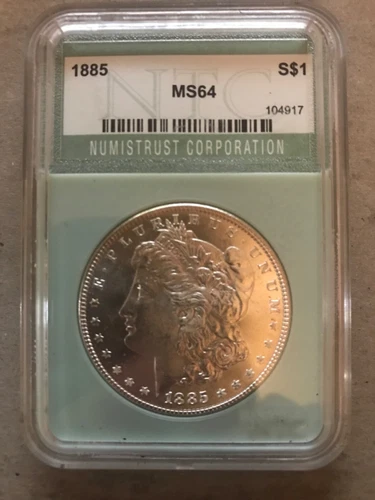 Fantastic Uncirculated 1885 Morgan Silver Dollar Coin In Holder