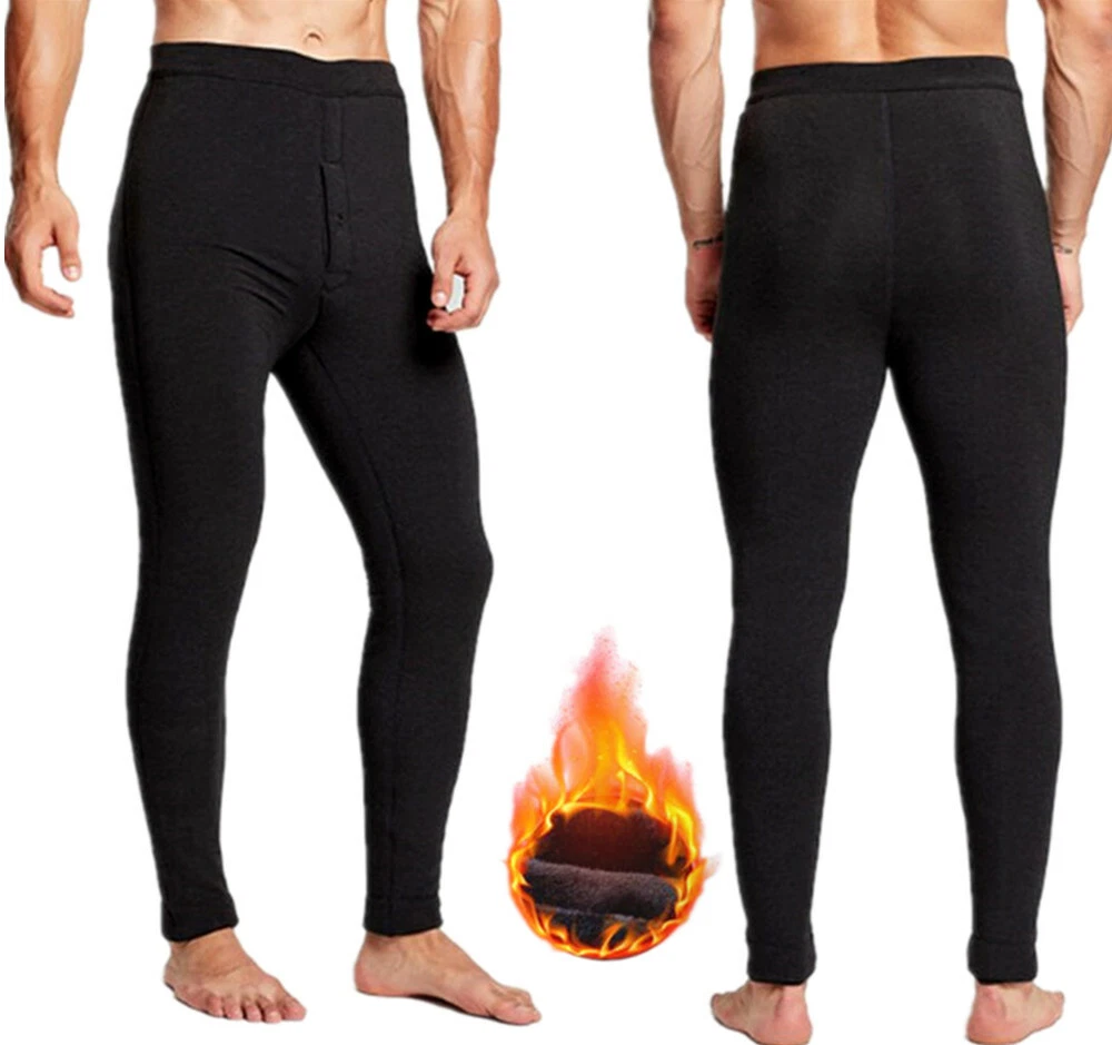 Winter Mens Fleece Lined Elastic Warm Thermal Long Johns Legging Underwear  Pants