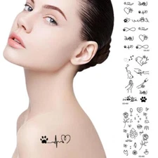 Waterproof Temporary Tattoo Sticker Love Emoticon Sun Lines Skull Planet Tatto=