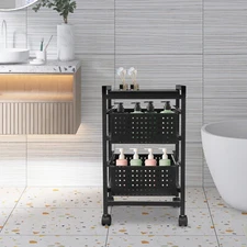 2-Tier File Storage Drawer Cart Organizer on Wheels for Home Office Small Space