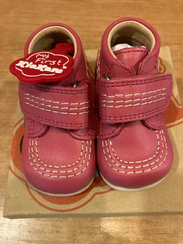 Kickers Kick Hi B Strap Blossom Pink Leder Baby Kleinkind Schuhe UK 1 EU 17 NEU - Bild 2 von 4