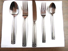 Pfaltzgraff Stainless Flatware PFF26 Satin Handle 5 Piece Place Setting
