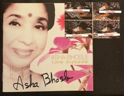 ASHA BHOSLE AUTOGRAPH SIGNED PHOTO CD INSERT BOLLYWOOD INDIAN SINGER + PROOF PIC