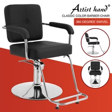 Artist hand 360° Black Heavy Duty Hydraulic Barber Chair Salon Beauty Stylist