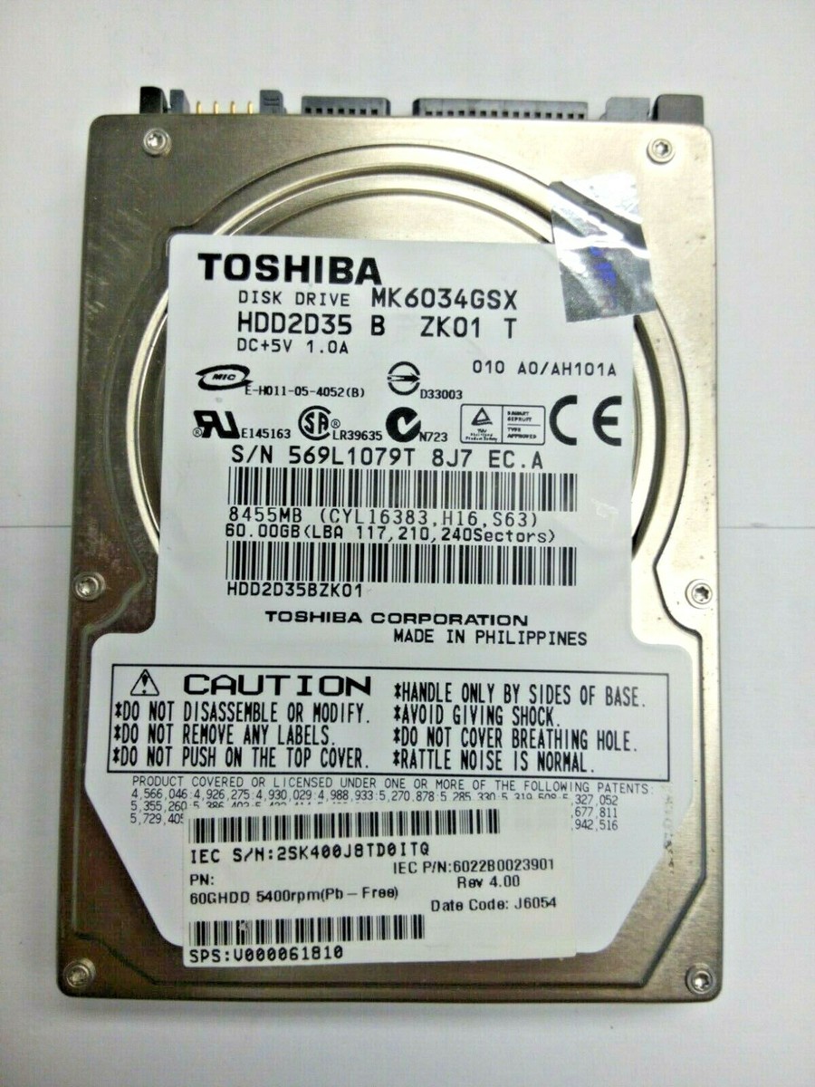 Toshiba MK6034GSX 60GB Internal 5400RPM 2.5