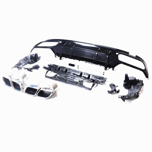 Rear Diffuser + Exhaust Pipe Cover Kit For Benz W205 AMG 2015-21 2019 C63 Style - Picture 3 of 4